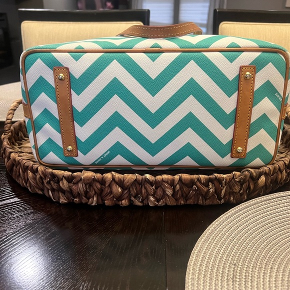 2 AUTHENTIC Dooney and Bourke Leather Blue Tote Purse Bundle - Picture 4 of 11